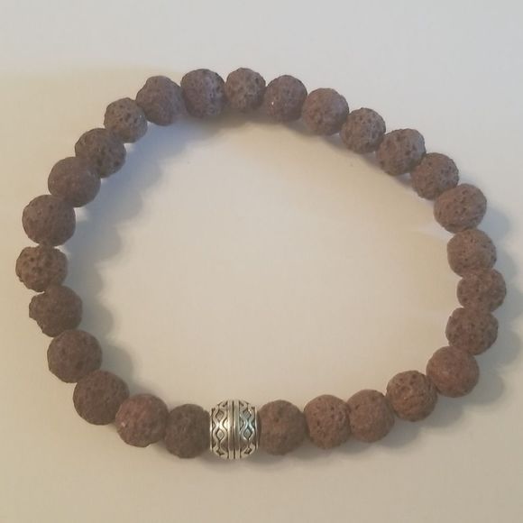 Mens One Of A Kind Plum Dyed Lava Expansion Bracelet Custom Made 8" - Picture 2 of 7